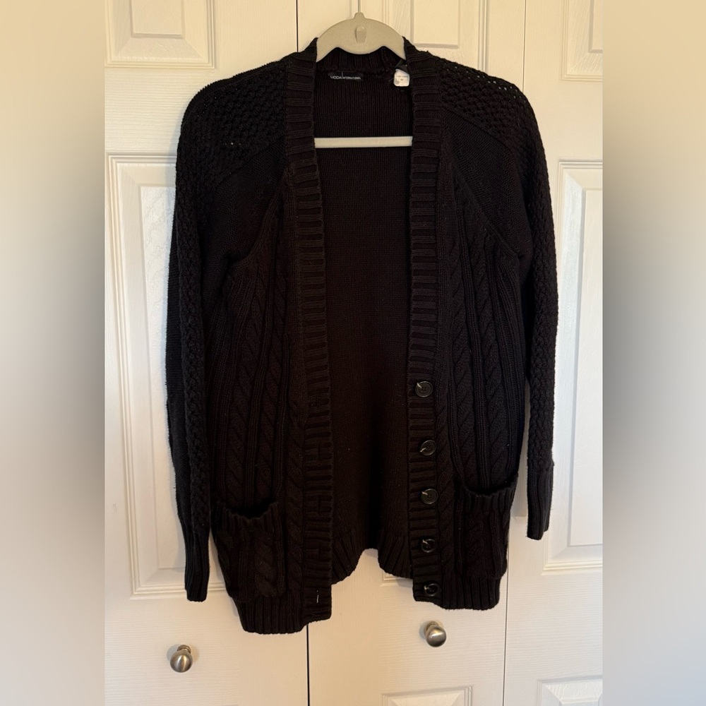 Moda International Black Button-Up Cardigan